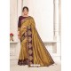 Golden Two Tone Silk Embroidered Designer Saree