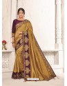 Golden Two Tone Silk Embroidered Designer Saree