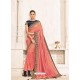 Peach Two Tone Silk Embroidered Designer Saree