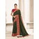 Mehendi Green Two Tone Silk Embroidered Designer Saree