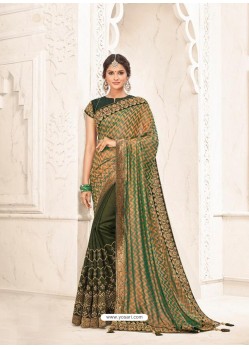 Multi Colour Two Tone Silk Embroidered Designer Saree