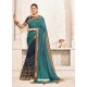 Navy And Multi Coloured Two Tone Silk Embroidered Designer Saree