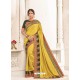 Yellow Two Tone Silk Embroidered Designer Saree