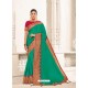 Jade Green Two Tone Silk Embroidered Designer Saree