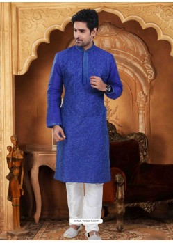 Royal Blue Dupian Silk Kurta Pajama