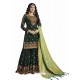 Dark Green Embroidered Satin Georgette Palazzo Suit