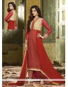 Simplistic Red Georgette Pant Style Suit