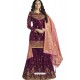 Purple Embroidered Satin Georgette Palazzo Suit