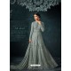 Aqua Grey Embroidered Net Anarkali Suit