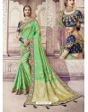 Sea Green Heavy Banarasi Silk Party Wear Saree