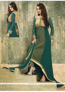 Refreshing Green Georgette Pant Style Suit