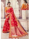 Red Heavy Banarasi Silk Party Wear Saree