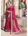 Rose Red Heavy Banarasi Silk Party Wear Saree