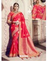 Red Heavy Banarasi Silk Party Wear Saree