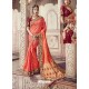 Dark Peach Heavy Banarasi Silk Party Wear Saree