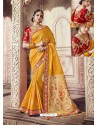 Yellow Heavy Banarasi Silk Party Wear Saree