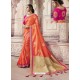 Orange Heavy Banarasi Silk Jacquard Party Wear Saree