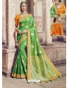 Green Heavy Banarasi Silk Party Wear Saree