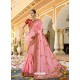 Light Pink Silk Embroidered Party Wear Saree