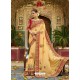 Yellow Muslin Dyed Embroidered Party Wear Saree