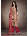 Red And Beige Chanderi Pakisatni Suit