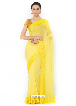 Yellow Georgette Saree