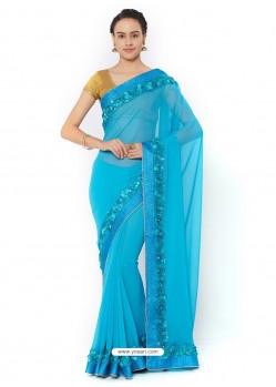 Blue Georgette Saree