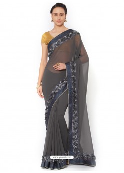 Carbon Georgette Saree