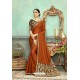 Brown Chanderi Silk Embroidered Designer Saree