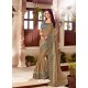 Beige Silk Satin Thread Embroidered Designer Saree