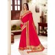 Red Silk Satin Thread Embroidered Designer Saree