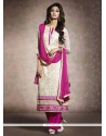 Off White And Pink Chanderi Salwar Suit