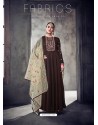 Coffee Brown Muslin Embroidered Floor Length Suit