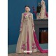 Light Brown And Pink Thapa Silk Emroidered Floor Length Suit