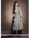 Fab White And Black Chanderi Palazzo Suit