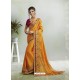 Yellow Two Tone Georgette Stone Embroidered Party Wear Saree