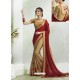 Maroon And Gold Georgette Silk Stone Embroidered Party Wear Saree