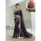 Navy Blue Rangoli Georgette Stone Embroidered Party Wear Saree