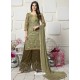 Olive Green Organza Heavy Embroidered Plazzo Suit