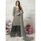 Grey Organza Heavy Embroidered Plazzo Suit