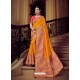 Beautiful Orange Silk Jacquard Pallu Work Designer Saree