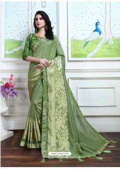 Green New Pathan Printed Designer Saree