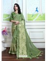 Green New Pathan Printed Designer Saree