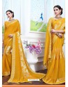 Yellow New Pathan Printed Designer Saree