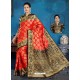 Red Art Silk Jacquard Worked Designer Saree