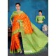 Orange Art Silk Jacquard Worked Designer Saree