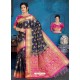 Navy Blue Art Silk Jacquard Worked Designer Saree