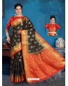 Black Art Silk Jacquard Worked Designer Saree