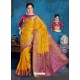 Yellow Art Silk Jacquard Worked Designer Saree