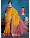 Yellow Art Silk Jacquard Worked Designer Saree